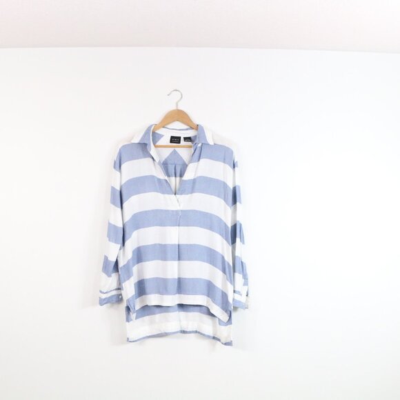 *Press Blue and White Long Sleeve Blouse - Picture 3 of 8